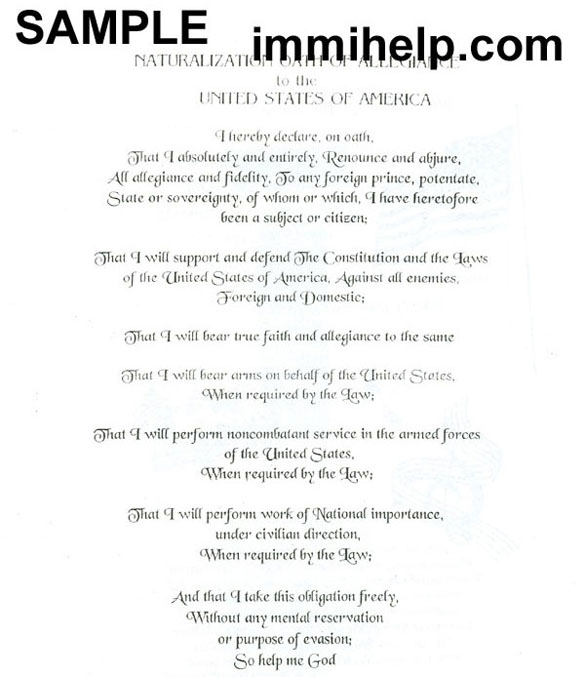 Oath of Allegiance for Naturalization
