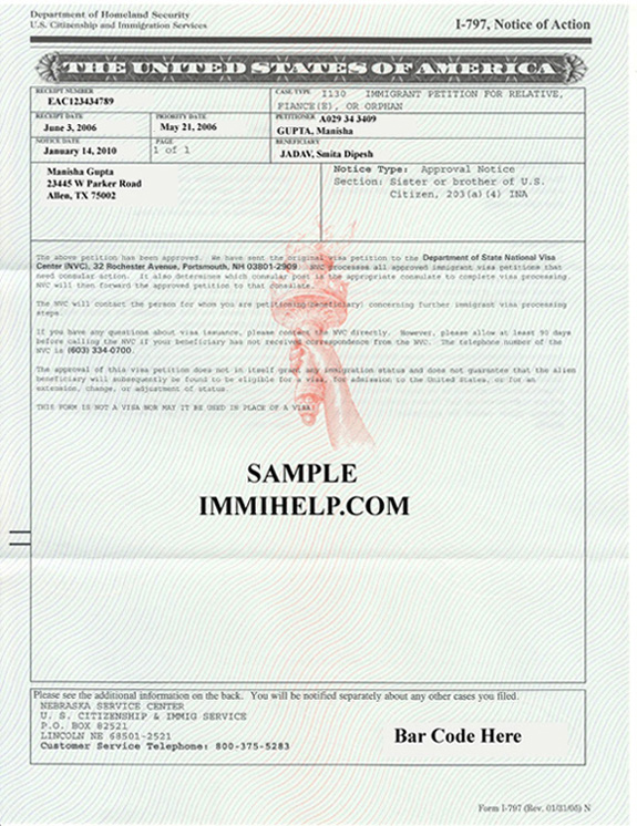 Sample I-130 Approval Notice